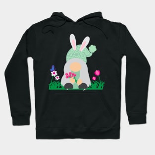 Easter Gnome Green Hat in a Garden Hoodie